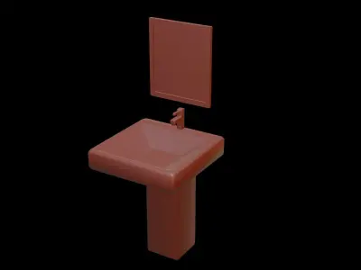 Sink And Mirror Low-poly 3D model