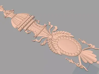 Bed door flower 3D relief STL model for CNC engraving E513 3D model
