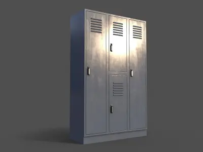 PBR School Gym Locker 05 - Grey Low-poly 3D model