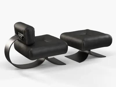 Oscar Niemeyer Alta chair and ottoman 3D model