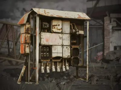 Old industrial fusebox Low-poly 3D model