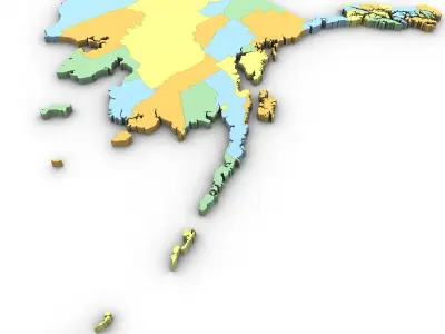Alaska Political Map 3D model