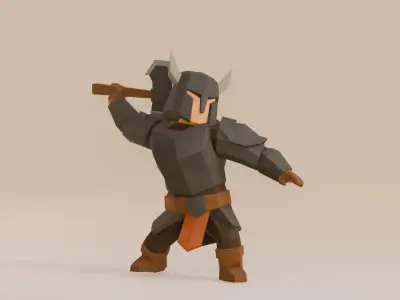 UNRIGGED VERSION LOW-POLY WARRIOR Low-poly 3D model