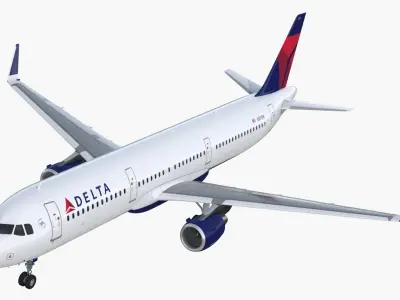  Delta Air Lines Airbus A321 with Cabin and Cockpit Rigged for Maya 