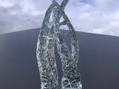 Sci fi Glass pyramid Modern tower 1 3D model