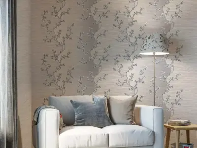 Slate Blossom Stripe Wallpaper  Texture