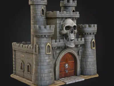 Skull Fortress Low-poly 3D model