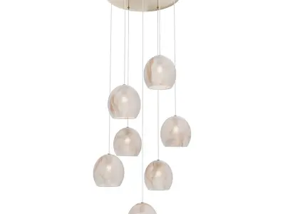 Lazio 7-Light Round Multi-Drop Pendant Currey Company 3D model