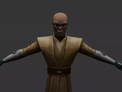 Mace Windu Clone Wars Style Low-poly 3D model
