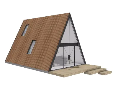 A-Frame Cabin Modern Wooden House 3D Model for Archviz and Games 3D model