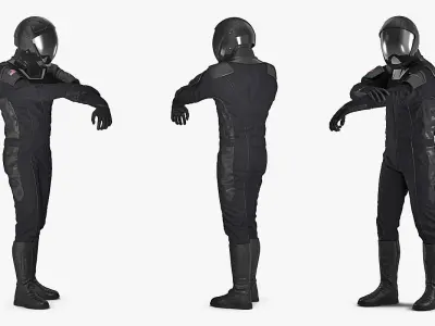Sci-Fi Space Suit Black Rigged 3D model