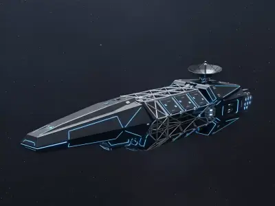Modular Deep Space Freighter Research Vessel Low-poly 3D model