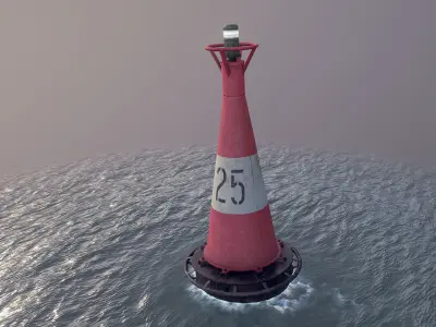 Buoy River RB-6-01 Right Turn Mark Low-poly 3D model