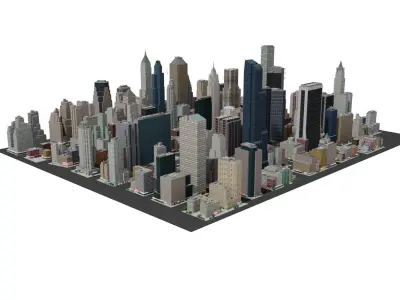 City Downtown Skyscraper Low-poly 3D model