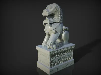 China lions statue 3D print model