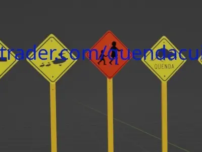 Australian Road Sign Pack 1st Edition - 10 Aussie Road Signs Low-poly 3D model