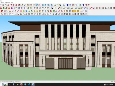 neoclassical shopping mall building 3D model