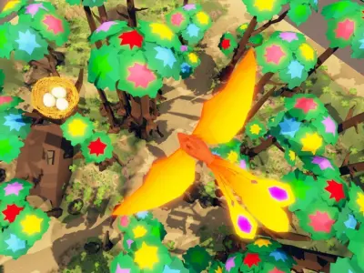 fantasy phoenix forest Low-poly 3D model
