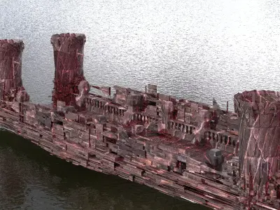 Ancient Scifi ruin Bridge 4  3D model