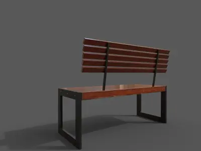 Street Bench Low-poly 3D model