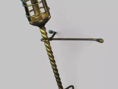 Medieval Torch Low-poly 3D model