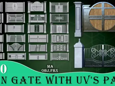 50 Iron Gate With UVs Pack  Low-poly 3D model