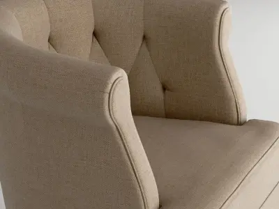 Natural Fabric Arm Chair Low-poly 3D model
