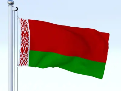 Animated Belarus Flag Low-poly 3D model