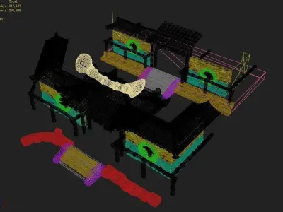 Game Dazhufeng - bamboo house 01 3D model