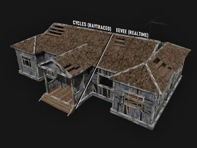 Abandoned wooden house 3D model purchase