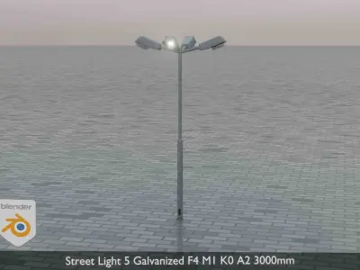 Street Light 5 Galvanized F4 M1 K0 A2 3000mm Low-poly 3D model