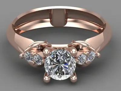 Rose Gold Women Diamond Ring 3D print model 3D print model 65