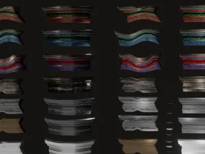 Roman roof tiles and cornices 87 pieces set low poly PBR Low-poly 3D model