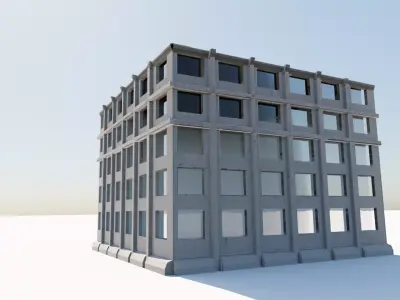 Low-poly game ready building Low-poly 3D model