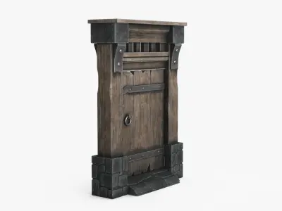 Old Wood Door v3 Low-poly 3D model