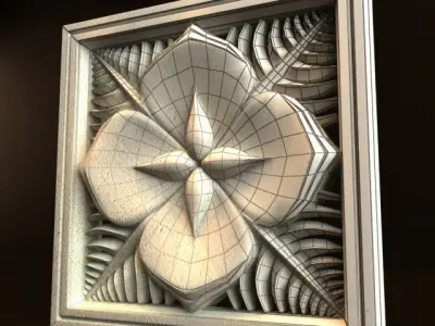 Carving flower in shape of square 3D model