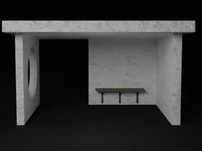 Bus stop Low-poly 3D model Low-poly 3D model