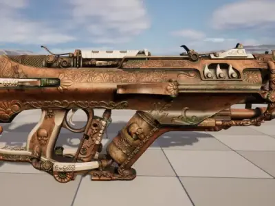 steampunk submachine gun Low-poly 3D model