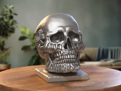 Robot Skull Headphone Stand Cyborg Headset Stand 3D print model buy