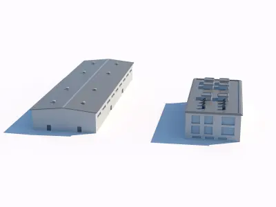 Industrial warehouse and office building pack 3D model