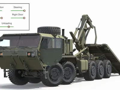 Palletized Load System Military Truck Used Green Rigged 3D model