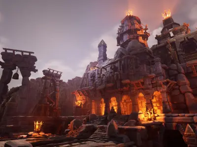 Brutal architecture Low-poly 3D model