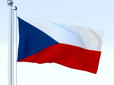 Animated Czech Republic Flag Low-poly 3D model