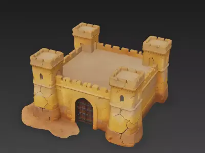 Ancient Desert Fortress 3D Model Low-poly 3D model