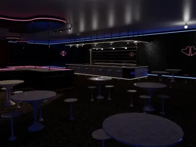 Strip Club Exterior and Interior 3D model