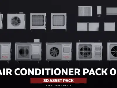Air Conditioner 3D Asset Model Pack Low-poly 3D model