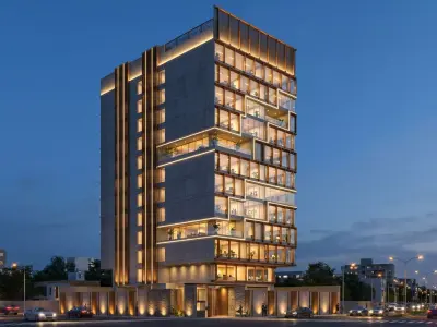 Modern Commercial Building Facade Low-poly 3D model