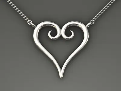 heart pendant gold 3D print model