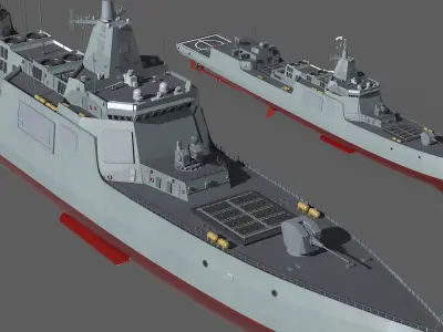  Modern Naval Destroyer Ship 