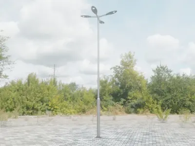 Sci-Fi Street Light 14 version 9 5m with pole 2 Low-poly 3D model